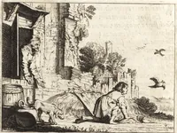 An illustration from Ian vander Veens Zinne-beelden, oft, Adams appel : verciert met seer aerdige const-plaeten : mitsgaders syne oude ende nieuwe ongemeene Bruydt-lofs, ende Zege-zangen (1642)