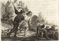 An illustration from Ian vander Veens Zinne-beelden, oft, Adams appel : verciert met seer aerdige const-plaeten : mitsgaders syne oude ende nieuwe ongemeene Bruydt-lofs, ende Zege-zangen (1642)