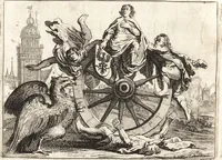 An illustration from Ian vander Veens Zinne-beelden, oft, Adams appel : verciert met seer aerdige const-plaeten : mitsgaders syne oude ende nieuwe ongemeene Bruydt-lofs, ende Zege-zangen (1642)