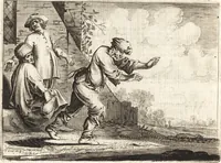 An illustration from Ian vander Veens Zinne-beelden, oft, Adams appel : verciert met seer aerdige const-plaeten : mitsgaders syne oude ende nieuwe ongemeene Bruydt-lofs, ende Zege-zangen (1642)