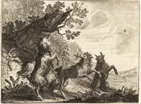An illustration from Ian vander Veens Zinne-beelden, oft, Adams appel : verciert met seer aerdige const-plaeten : mitsgaders syne oude ende nieuwe ongemeene Bruydt-lofs, ende Zege-zangen (1642)
