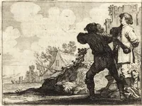 An illustration from Ian vander Veens Zinne-beelden, oft, Adams appel : verciert met seer aerdige const-plaeten : mitsgaders syne oude ende nieuwe ongemeene Bruydt-lofs, ende Zege-zangen (1642)