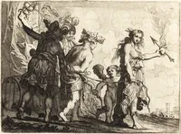 An illustration from Ian vander Veens Zinne-beelden, oft, Adams appel : verciert met seer aerdige const-plaeten : mitsgaders syne oude ende nieuwe ongemeene Bruydt-lofs, ende Zege-zangen (1642)