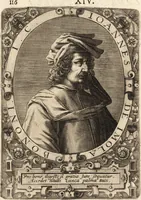 An illustration from Icones qvinqvaginta virorvm illustrium, doctrina & eruditione praestantium (1597)
