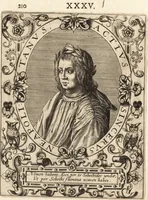 An illustration from Icones qvinqvaginta virorvm illustrium, doctrina & eruditione praestantium (1597)