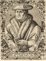 An illustration from Icones qvinqvaginta virorvm illustrium, doctrina & eruditione praestantium (1597)