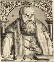 An illustration from Icones qvinqvaginta virorvm illustrium, doctrina & eruditione praestantium (1597)
