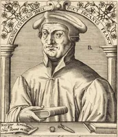 An illustration from Icones qvinqvaginta virorvm illustrium, doctrina & eruditione praestantium (1597)