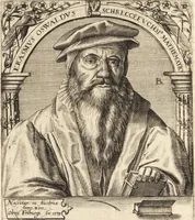 An illustration from Icones qvinqvaginta virorvm illustrium, doctrina & eruditione praestantium (1597)