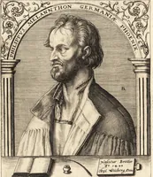 An illustration from Icones qvinqvaginta virorvm illustrium, doctrina & eruditione praestantium (1597)