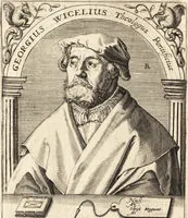 An illustration from Icones qvinqvaginta virorvm illustrium, doctrina & eruditione praestantium (1597)