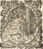 An illustration from Illustratio sacri patrimonii, seu, De bonis et possessionibus ecclesiarum : vbi agitur de veteris & nouae legis sacerdotum censibus, origine & fundatione oratoriorum, parochiarum, episcopatuum, monasteriorum, ecclesiae seruis, mancipijs, colonis, casatis, libertis, mansis, praedijs, decimis, oblationibus, primitijs iuribus episcoporum & sacerdotum (1636)