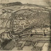 An illustration from Ivsti LipsI Lovanivm, id est, Opidi et academiæ eivs descriptio, libri tres (1610)