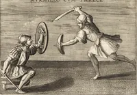 An illustration from Ivsti LipsI Satvrnalivm sermonvm libri dvo, qvi de gladiatoribvs (1604)