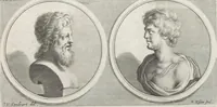 Picture 26 of 94 from Joachimi de Sandrart, à Stockau ... Academia nobilissimae artis pictoriae, sive, De veris & genuinis hujusdem proprietatibus, theorematibus, secretis atque requisitis aliis ... : unà cum artificum tam Aegyptiorum, Graecorum & Romanorum, quàm Italorum, Gallorum, Anglorum, Germanorum, Belgarum, aliorumq[ue] ... vitis atque encomiis ... : eorundemque plusquàm ducentis iconibus ... aere expressis, erecta atq[ue] publicata (1683), leaf 106
