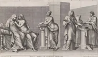 Picture 28 of 78 from Joachimi de Sandrart, à Stockau ... Academia nobilissimae artis pictoriae, sive, De veris & genuinis hujusdem proprietatibus, theorematibus, secretis atque requisitis aliis ... : unà cum artificum tam Aegyptiorum, Graecorum & Romanorum, quàm Italorum, Gallorum, Anglorum, Germanorum, Belgarum, aliorumq[ue] ... vitis atque encomiis ... : eorundemque plusquàm ducentis iconibus ... aere expressis, erecta atq[ue] publicata (1683), leaf 140