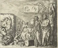 An illustration from Joachimi de Sandrart, à Stockau ... Academia nobilissimae artis pictoriae, sive, De veris & genuinis hujusdem proprietatibus, theorematibus, secretis atque requisitis aliis ... : unà cum artificum tam Aegyptiorum, Graecorum & Romanorum, quàm Italorum, Gallorum, Anglorum, Germanorum, Belgarum, aliorumq[ue] ... vitis atque encomiis ... : eorundemque plusquàm ducentis iconibus ... aere expressis, erecta atq[ue] publicata (1683)