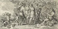 An illustration from Joachimi de Sandrart, à Stockau ... Academia nobilissimae artis pictoriae, sive, De veris & genuinis hujusdem proprietatibus, theorematibus, secretis atque requisitis aliis ... : unà cum artificum tam Aegyptiorum, Graecorum & Romanorum, quàm Italorum, Gallorum, Anglorum, Germanorum, Belgarum, aliorumq[ue] ... vitis atque encomiis ... : eorundemque plusquàm ducentis iconibus ... aere expressis, erecta atq[ue] publicata (1683)