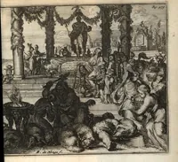 An illustration from Johan. Kirchmanni Lubecensis De funeribus Romanorum libri quatuor cum appendice : nitidissimis figuris illustrati : accessit et Funus parasiticum Nicolai Rigaltii (1672)