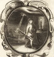 An illustration from Lucis euangelicae sub velum sacrorum emblematum reconditae, pars tertia : hoc est, caeleste pantheon, sive caelum novum in festa et gesta sanctorum totius anni, selectâ historiâ, & morali doctrinâ (1659)
