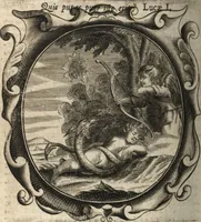 An illustration from Lucis euangelicae sub velum sacrorum emblematum reconditae, pars tertia : hoc est, caeleste pantheon, sive caelum novum in festa et gesta sanctorum totius anni, selectâ historiâ, & morali doctrinâ (1659)
