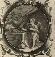 An illustration from Lucis euangelicae sub velum sacrorum emblematum reconditae, pars tertia : hoc est, caeleste pantheon, sive caelum novum in festa et gesta sanctorum totius anni, selectâ historiâ, & morali doctrinâ (1659)