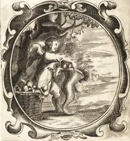An illustration from Lucis euangelicae sub velum sacrorum emblematum reconditae, pars tertia : hoc est, caeleste pantheon, sive caelum novum in festa et gesta sanctorum totius anni, selectâ historiâ, & morali doctrinâ (1659)