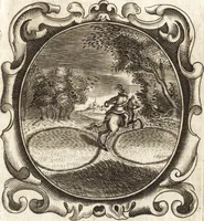 An illustration from Lucis euangelicae sub velum sacrorum emblematum reconditae, pars tertia : hoc est, caeleste pantheon, sive caelum novum in festa et gesta sanctorum totius anni, selectâ historiâ, & morali doctrinâ (1659)