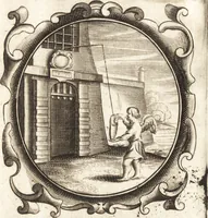 An illustration from Lucis euangelicae sub velum sacrorum emblematum reconditae, pars tertia : hoc est, caeleste pantheon, sive caelum novum in festa et gesta sanctorum totius anni, selectâ historiâ, & morali doctrinâ (1659)