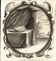 An illustration from Lucis euangelicae sub velum sacrorum emblematum reconditae, pars tertia : hoc est, caeleste pantheon, sive caelum novum in festa et gesta sanctorum totius anni, selectâ historiâ, & morali doctrinâ (1659)