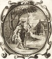 An illustration from Lucis euangelicae sub velum sacrorum emblematum reconditae, pars tertia : hoc est, caeleste pantheon, sive caelum novum in festa et gesta sanctorum totius anni, selectâ historiâ, & morali doctrinâ (1659)