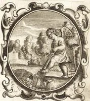 An illustration from Lucis euangelicae sub velum sacrorum emblematum reconditae, pars tertia : hoc est, caeleste pantheon, sive caelum novum in festa et gesta sanctorum totius anni, selectâ historiâ, & morali doctrinâ (1659)