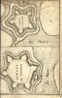 An illustration from The Netherland-historian : containing a true and exact relation of what hath passed in the late warrs between the King of Great Britain, and the French King with their allyes, against the States Generall of the United Provinces, from the beginning thereof anno. 1671 to the conclusion of peace between His aforesaid Majesty of Britain, and the said States, with the continuation of what hath since happened between France and his allyes, against the said States, and their confœderates, to the end of the year 1674 : illustrated with above 60 sculptures, being the exact delineations of the most principall fortifications in those provinces, and the pourtraictures of severall mighty princes and eminent officers (1675)