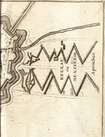 An illustration from The Netherland-historian : containing a true and exact relation of what hath passed in the late warrs between the King of Great Britain, and the French King with their allyes, against the States Generall of the United Provinces, from the beginning thereof anno. 1671 to the conclusion of peace between His aforesaid Majesty of Britain, and the said States, with the continuation of what hath since happened between France and his allyes, against the said States, and their confœderates, to the end of the year 1674 : illustrated with above 60 sculptures, being the exact delineations of the most principall fortifications in those provinces, and the pourtraictures of severall mighty princes and eminent officers (1675)