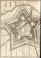 An illustration from The Netherland-historian : containing a true and exact relation of what hath passed in the late warrs between the King of Great Britain, and the French King with their allyes, against the States Generall of the United Provinces, from the beginning thereof anno. 1671 to the conclusion of peace between His aforesaid Majesty of Britain, and the said States, with the continuation of what hath since happened between France and his allyes, against the said States, and their confœderates, to the end of the year 1674 : illustrated with above 60 sculptures, being the exact delineations of the most principall fortifications in those provinces, and the pourtraictures of severall mighty princes and eminent officers (1675)