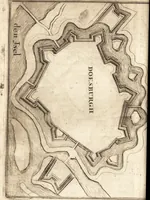 An illustration from The Netherland-historian : containing a true and exact relation of what hath passed in the late warrs between the King of Great Britain, and the French King with their allyes, against the States Generall of the United Provinces, from the beginning thereof anno. 1671 to the conclusion of peace between His aforesaid Majesty of Britain, and the said States, with the continuation of what hath since happened between France and his allyes, against the said States, and their confœderates, to the end of the year 1674 : illustrated with above 60 sculptures, being the exact delineations of the most principall fortifications in those provinces, and the pourtraictures of severall mighty princes and eminent officers (1675)
