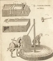 An illustration from A new and complete dictionary of arts and sciences : comprehending all the branches of useful knowledge, with accurate descriptions as well of the various machines, instruments, tools, figures, and schemes necessary for illustrating them, as of the classes, kinds, preparations, and uses of natural productions, whether animals, vegetables, minerals, fossils, or fluids : together with the kingdoms, provinces, cities, towns, and other remarkable places throughout the world : illustrated with above three hundred copper-plates, engraved by Mr. Jefferys, geographer to His Majesty : the whole extracted from the best authors in all languages (1763)