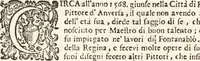 An illustration from Notizie de' professori del disegno da Cimabue in qua : per le quali si dimostra come, e per chi le bell' arti di pittura, scultura, e architettura lasciata la rozzezza delle maniere greca, e gottica, si siano in questi secoli ridotte all' antica loro perfezione (1681)
