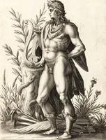 An illustration from Parnassvs cum imaginibus mvsarvm deorumq[ue] praesidum Hippocrenes : omnia depicta sunt, & distichis latinis illustrata (1601)