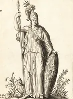 An illustration from Parnassvs cum imaginibus mvsarvm deorumq[ue] praesidum Hippocrenes : omnia depicta sunt, & distichis latinis illustrata (1601)