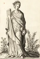 An illustration from Parnassvs cum imaginibus mvsarvm deorumq[ue] praesidum Hippocrenes : omnia depicta sunt, & distichis latinis illustrata (1601)