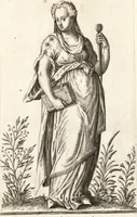 An illustration from Parnassvs cum imaginibus mvsarvm deorumq[ue] praesidum Hippocrenes : omnia depicta sunt, & distichis latinis illustrata (1601)