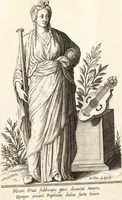 An illustration from Parnassvs cum imaginibus mvsarvm deorumq[ue] praesidum Hippocrenes : omnia depicta sunt, & distichis latinis illustrata (1601)