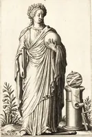 An illustration from Parnassvs cum imaginibus mvsarvm deorumq[ue] praesidum Hippocrenes : omnia depicta sunt, & distichis latinis illustrata (1601)
