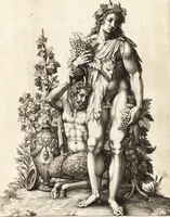 An illustration from Parnassvs cum imaginibus mvsarvm deorumq[ue] praesidum Hippocrenes : omnia depicta sunt, & distichis latinis illustrata (1601)