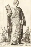 An illustration from Parnassvs cum imaginibus mvsarvm deorumq[ue] praesidum Hippocrenes : omnia depicta sunt, & distichis latinis illustrata (1601)