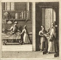 An illustration from Parnassvs cum imaginibus mvsarvm deorumq[ue] praesidum Hippocrenes : omnia depicta sunt, & distichis latinis illustrata (1601)