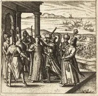 An illustration from Parnassvs cum imaginibus mvsarvm deorumq[ue] praesidum Hippocrenes : omnia depicta sunt, & distichis latinis illustrata (1601)