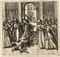 An illustration from Parnassvs cum imaginibus mvsarvm deorumq[ue] praesidum Hippocrenes : omnia depicta sunt, & distichis latinis illustrata (1601)