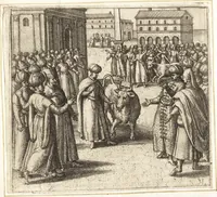 An illustration from Parnassvs cum imaginibus mvsarvm deorumq[ue] praesidum Hippocrenes : omnia depicta sunt, & distichis latinis illustrata (1601)